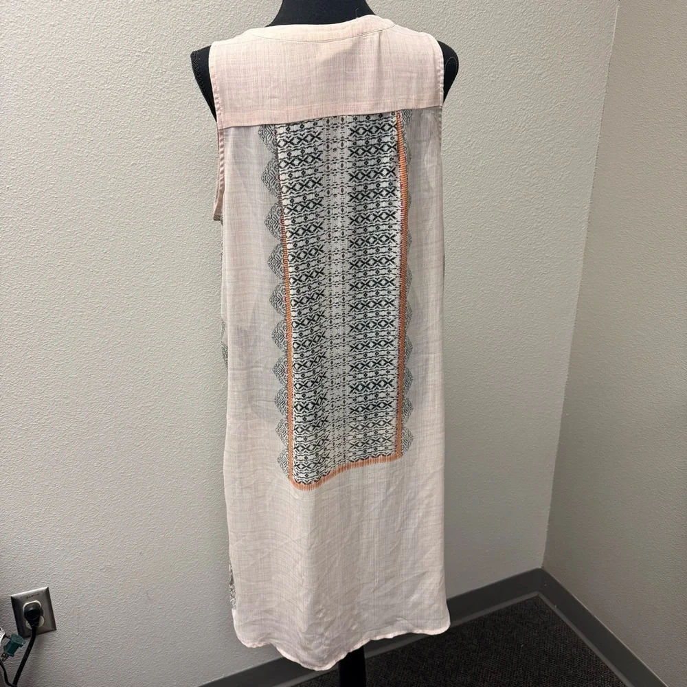 Knox Rose Boho Tunic Dress Size 1 Tan Black High Low Sleeveless - Picture 4 of 9